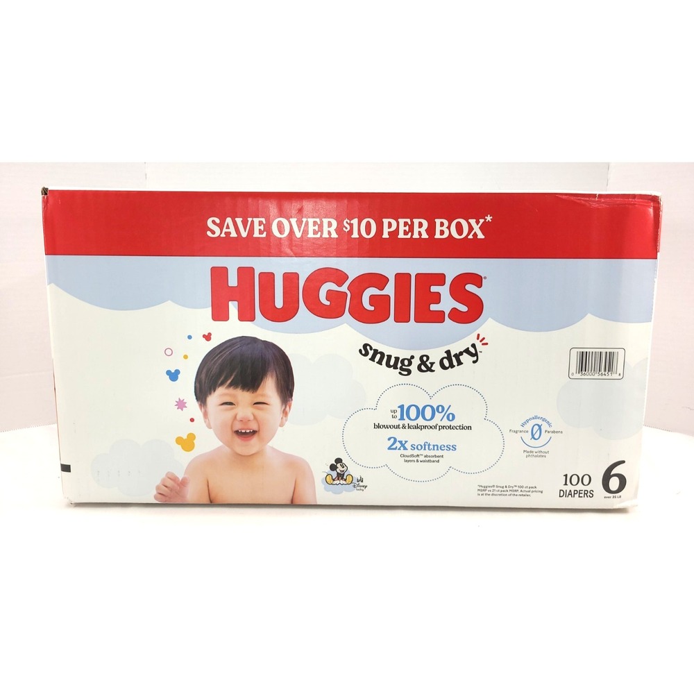 Huggies Snug & Dry Baby Diapers Size 6 35+ lbs 100 Count Disney Baby